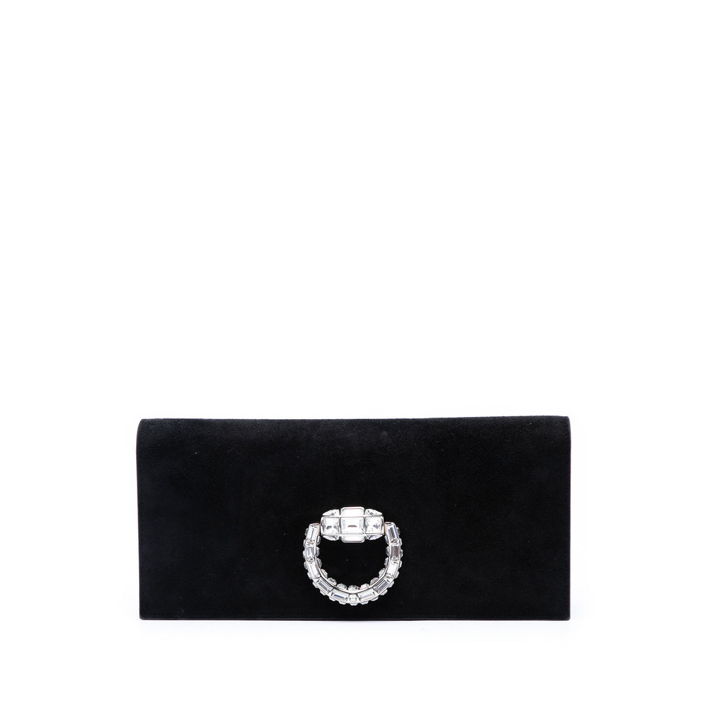 Pre-Loved Gucci Suede Broadway Crystal Clutch